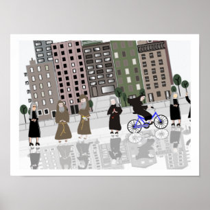 Katholieke nonnen en monniken Retro Art Poster