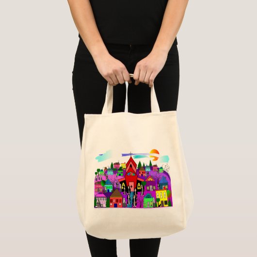 Katholieke nonnen Kunst "Kop naar de kerk" Canvas  Tote Bag (Voorkant (product))
