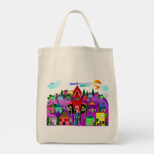 Katholieke nonnen Kunst "Kop naar de kerk" Canvas  Tote Bag (Achterkant)