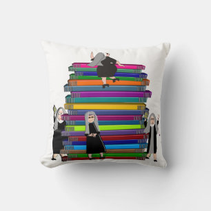 Katholieke nonnen Stack of Books Art Pillow Kussen