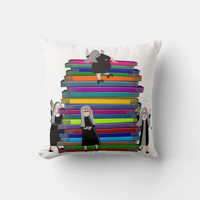 Katholieke nonnen Stack of Books Art Pillow Kussen (Voorkant)
