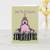 Katholieke nonnen Wenskaarten "Doe mee naar de ker Kaart (Gele Bloem)