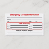 Katholieke Noodcontactkaart Contactkaartje (Achterkant)