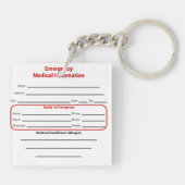 Katholieke Noodcontactkaart Sleutelhanger (Achterkant)