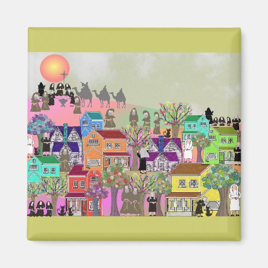 Katholieke Nun- en katholieke Monk-kunstgeschenken Magneet (Voorkant)