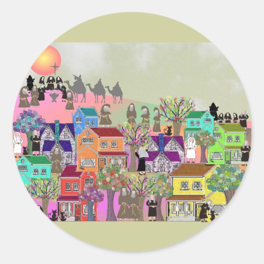 Katholieke Nun- en katholieke Monk-kunstgeschenken Ronde Sticker (Voorkant)