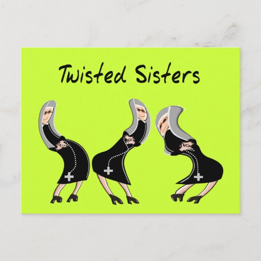 Katholieke Nun Gifts "Twisted Sisters" Design Briefkaart (Voorkant)