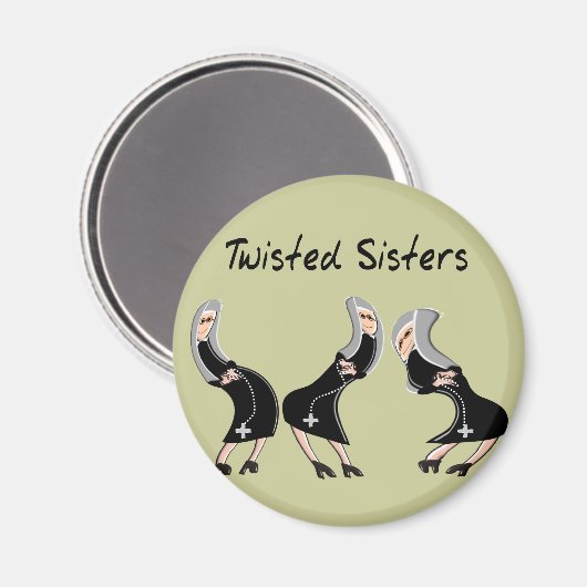 Katholieke Nun Gifts "Twisted Sisters" Design Magneet (Voorkant / Achterkant)