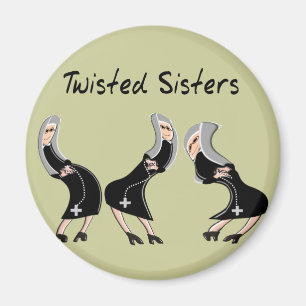 Katholieke Nun Gifts "Twisted Sisters" Design Magneet