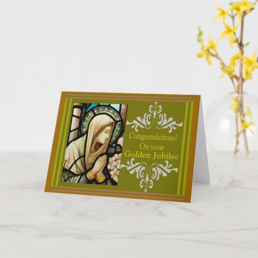 Katholieke Nun "Golden Jubilee" Kaarten & cadeautj (Gele Bloem)