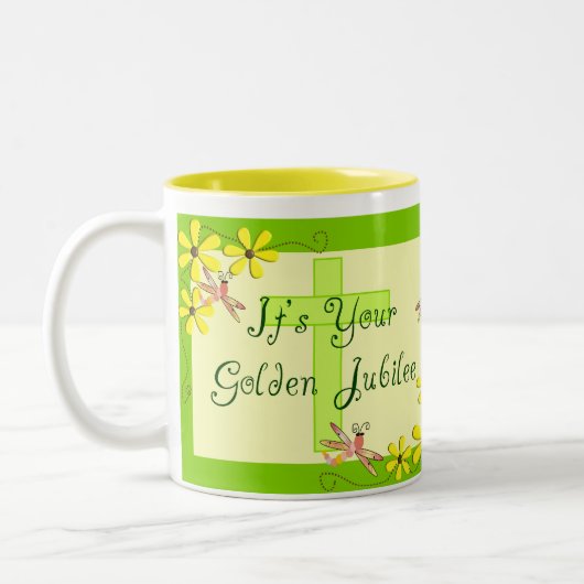 Katholieke Nun Golden Jubilee Kaarten Tweekleurige Koffiemok (Links)