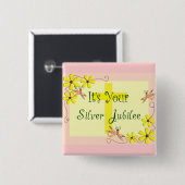 Katholieke Nun Silver Jubilee Kaarten, Mokken, Can Vierkante Button 5,1 Cm (Voorkant /achterkant)