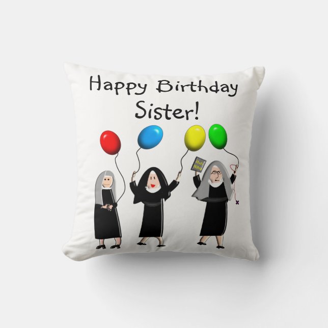 Katholieke Nuns Birthday Pillow Kussen (Voorkant)