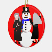 Katholieke Nuns en Snowman-kerstversiering Keramisch Ornament (Links)