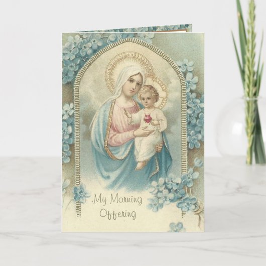 katholieke ochtend met Maagd Mary Prayer Feestdagen Kaart (Voorkant)