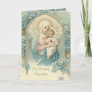 katholieke ochtend met Maagd Mary Prayer Feestdagen Kaart