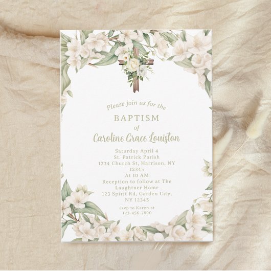 Katholieke Paasdoop Witte Bloem Kaart