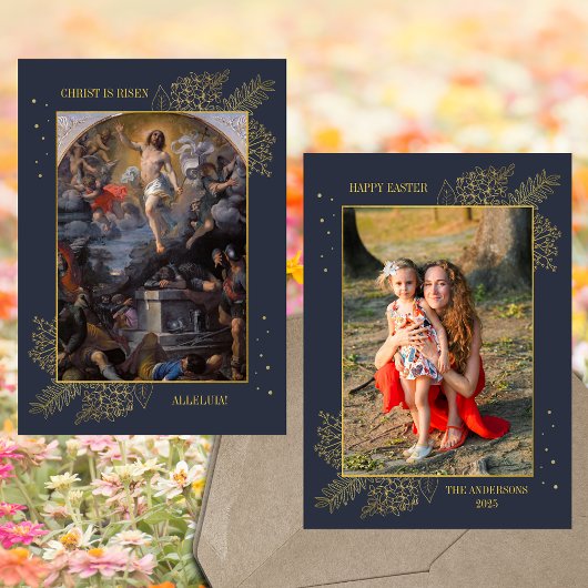 Katholieke Pasen Jezus opstanding Familiefoto Feestdagenkaart