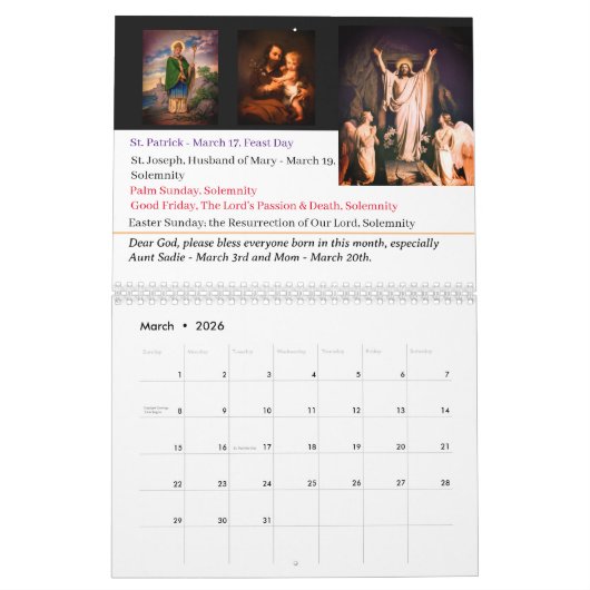 Katholieke plechtigheden & Feestdagen Kalender (Mar 2026)