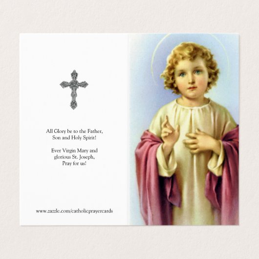 Katholieke Prayer Kaarten | Baby Praag 1 (Buitenkant ongevouwen)
