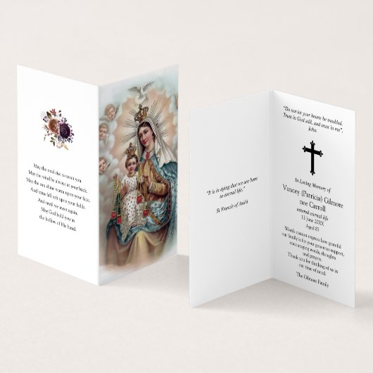Katholieke Prayer Kaarten | Mary Don Weep (Binnen en buitenkant)