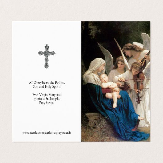 Katholieke Prayer Kaarten | Mary Song of Angels (Buitenkant ongevouwen)