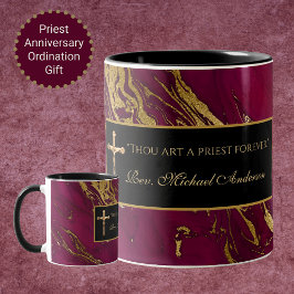 Katholieke Priest Crucifix Marble Scripting Quote Tweekleurige Koffiemok