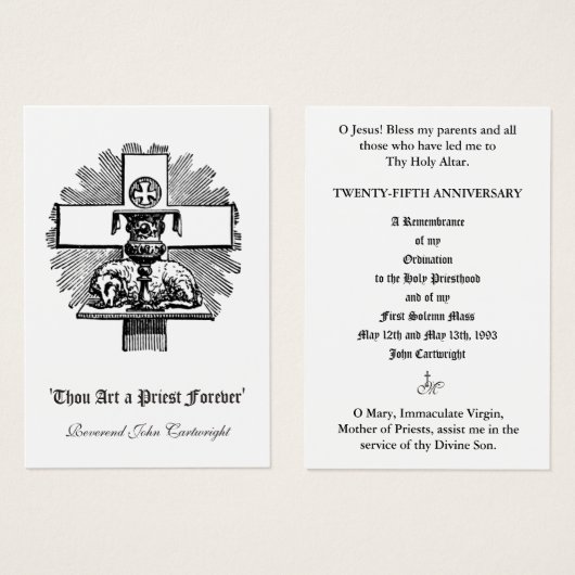 KATHOLIEKE PRIEST JUBILEUM ORDINATION HOLY CARDS VISITEKAARTJE (Voorkant /achterkant)