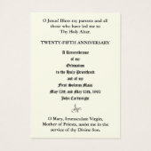 KATHOLIEKE PRIEST JUBILEUM ORDINATION HOLY CARDS VISITEKAARTJE (Achterkant)