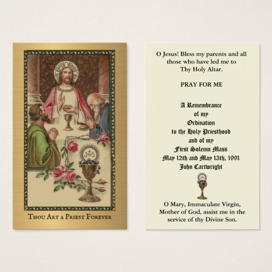 KATHOLIEKE PRIEST ORDINATION JUBILEUM HOLY CARDS VISITEKAARTJE (Voorkant /achterkant)