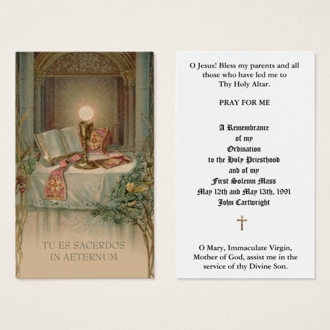 KATHOLIEKE PRIEST ORDINATION JUBILEUM HOLY CARDS VISITEKAARTJE (Voorkant /achterkant)