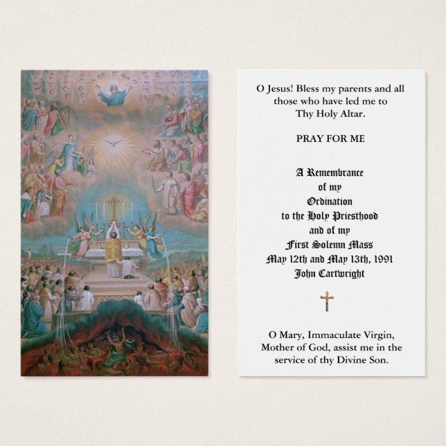 KATHOLIEKE PRIEST ORDINATION JUBILEUM HOLY CARDS VISITEKAARTJE (Voorkant /achterkant)