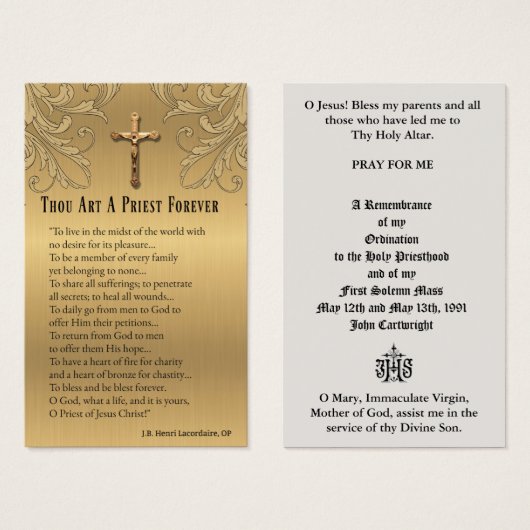 KATHOLIEKE PRIEST ORDINATION JUBILEUM HOLY CARDS VISITEKAARTJE (Voorkant /achterkant)