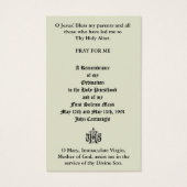 KATHOLIEKE PRIEST ORDINATION JUBILEUM HOLY CARDS VISITEKAARTJE (Achterkant)
