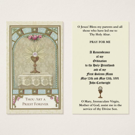 KATHOLIEKE PRIEST ORDINATION JUBILEUM HOLY CARDS VISITEKAARTJE (Voorkant /achterkant)
