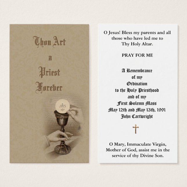 KATHOLIEKE PRIEST ORDINATION JUBILEUM HOLY CARDS VISITEKAARTJES (Voorkant /achterkant)
