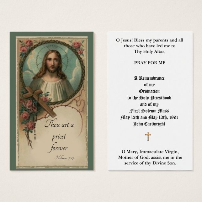 KATHOLIEKE PRIEST ORDINATION JUBILEUM HOLY CARDS VISITEKAARTJES (Voorkant /achterkant)