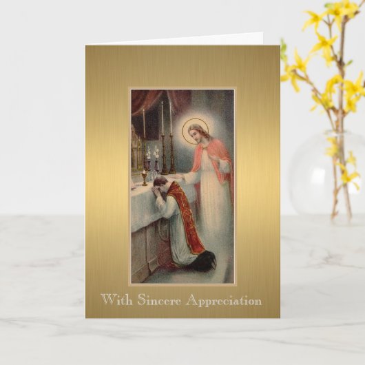 Katholieke priester bij het altaar Dank u Kaart (Gele Bloem)