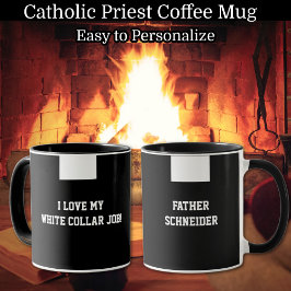 Katholieke priester Black Clergy Collar Religieuze Mok