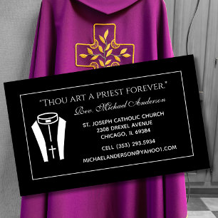 Katholieke Priester Collar Zwarte Schrift Quote Visitekaartje