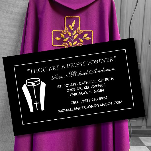 Katholieke Priester Collar Zwarte Schrift Quote Visitekaartje