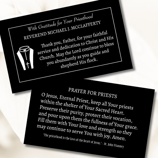 Katholieke priester dankbaarheid Thanksgiving Visitekaartje