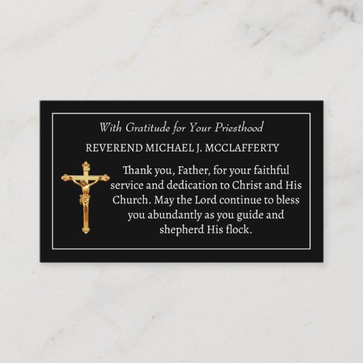Katholieke priester dankbaarheid Thanksgiving Visitekaartje (Voorkant)