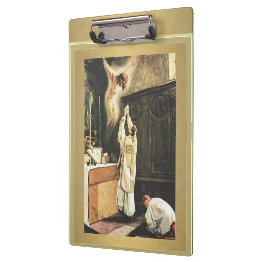 Katholieke priester die massale klembord aanbiedt (Links)