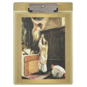 Katholieke priester die massale klembord aanbiedt (Voorkant)