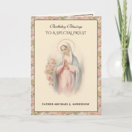 Katholieke priester Floral Maagd Maria Religieus Kaart