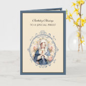 Katholieke priester Floral Maagd Maria Religieus Kaart (Gele Bloem)