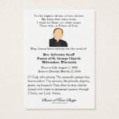 Katholieke priester Jesus Funeral Memorial Heilige Visitekaartje (Achterkant)