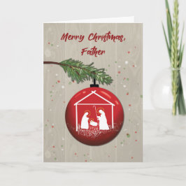 Katholieke priester Kerstboomornament met kribbe Kaart