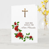 Katholieke priester Latijn Verjaardag Kruisbeeld R Kaart (Gele Bloem)